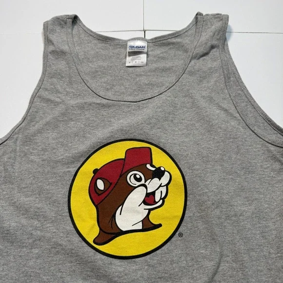 Buc-ee's Tube Texas Shirt Mens Small Gray Gildan Tank Top New Braunfels - Picture 3 of 7